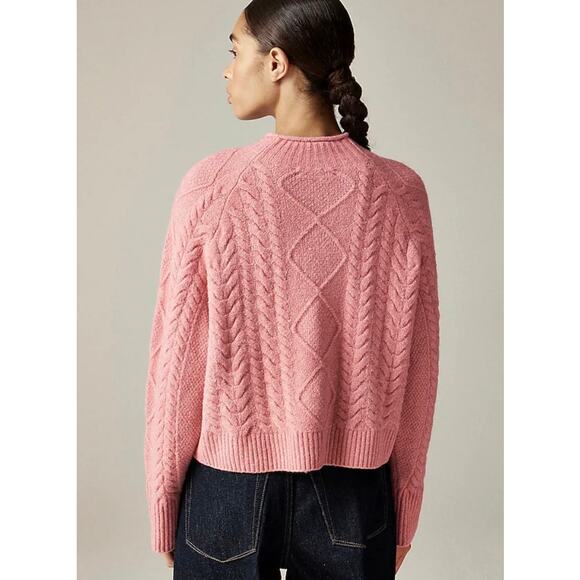 J Crew Cable-knit Rollneck™ Sweater in Supersoft Yarn Heather Dusty Rose Pink M - Picture 3 of 12